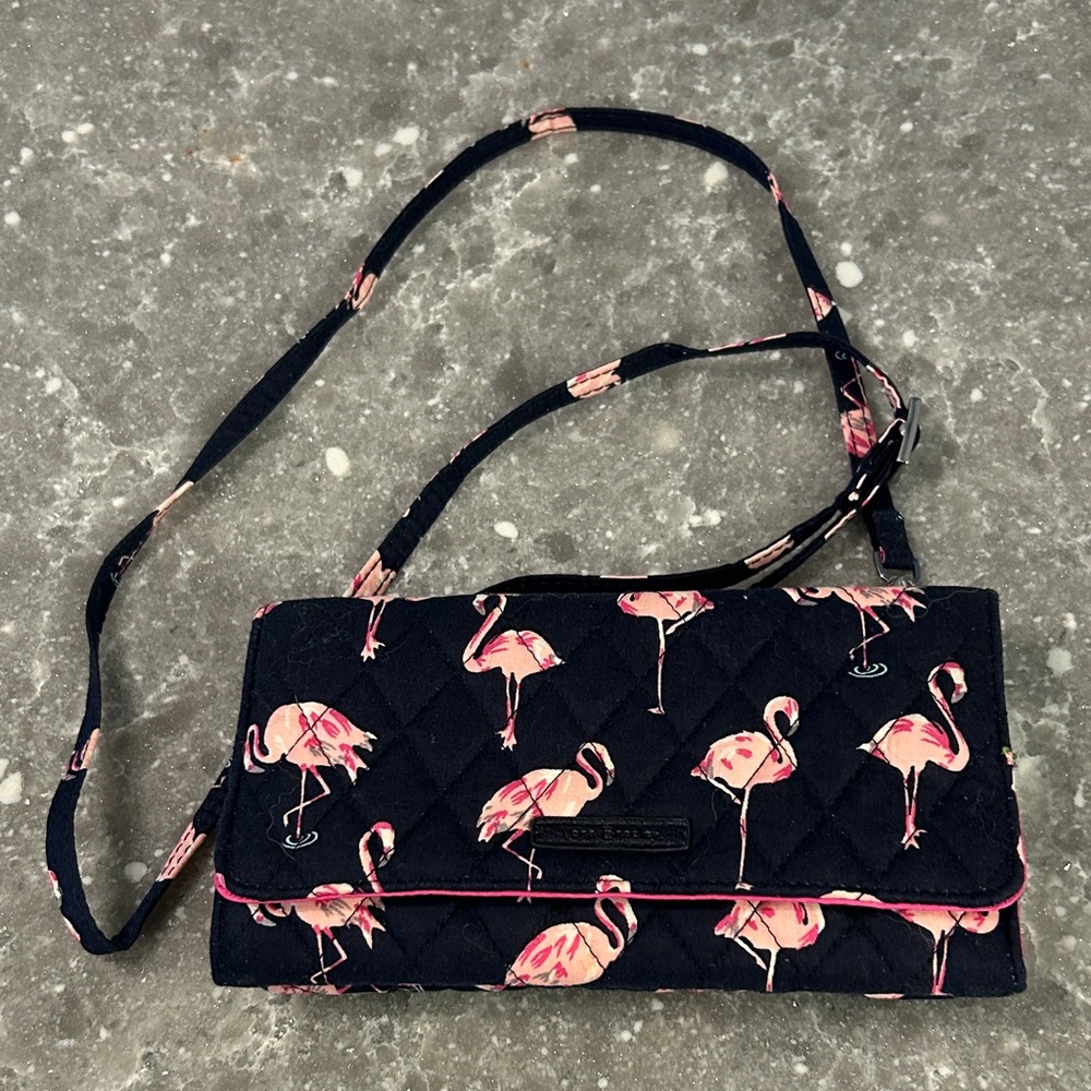 Vera Bradley Navy and Pink Flamingo Clutch